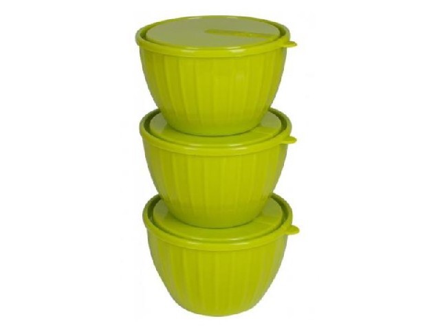 Набор салатников Bono 0,6 л с крышками (3 шт.) оливковая роща